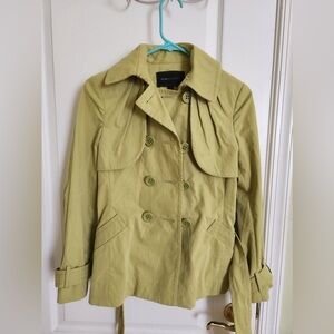 BCBG Women's Olive Double-Breasted Trench Coat